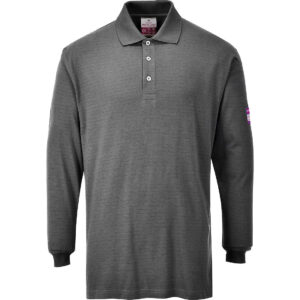 Flame Resistant Anti-Static Long Sleeve Polo Shirt - Image 2